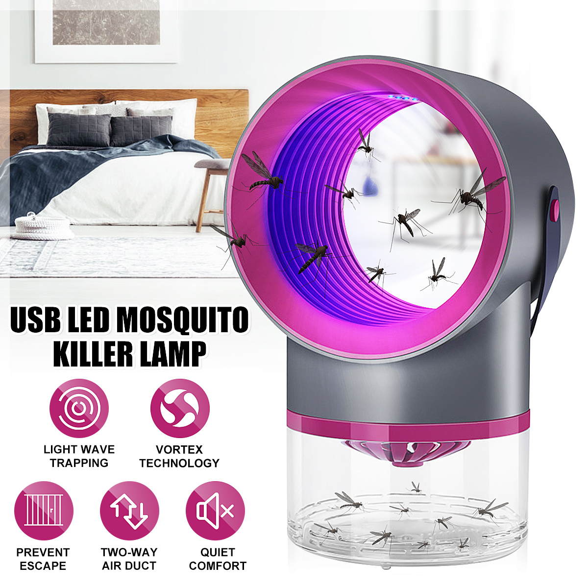 Set 2 x Lampa LED electrica antiinsecte, Mosquito Killer New
