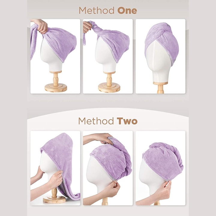 Set 2 x Prosop turban pentru uscarea parului