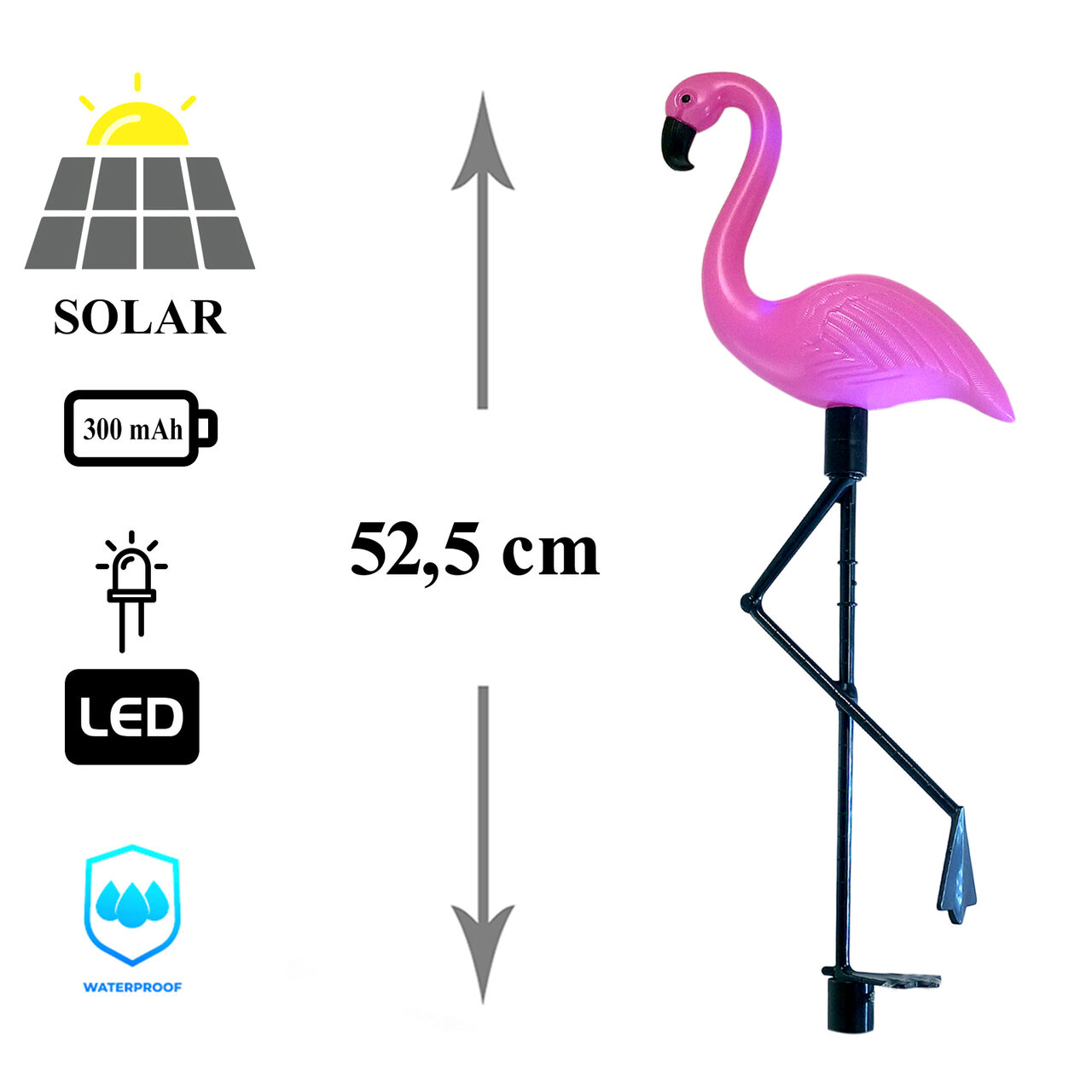 Set 3 x Lampa solara pentru gradina, Flamingo - 18x6x52 cm - 2 | YEO