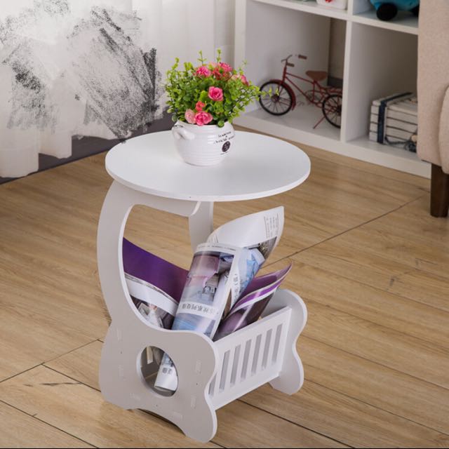 Masuta de cafea, noptiera alba, 24 x 45 cm - imagine 2