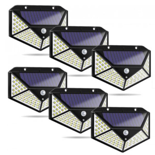 Set 6 x Lampa 100 LED cu panou solar, senzor de miscare - 1 | YEO