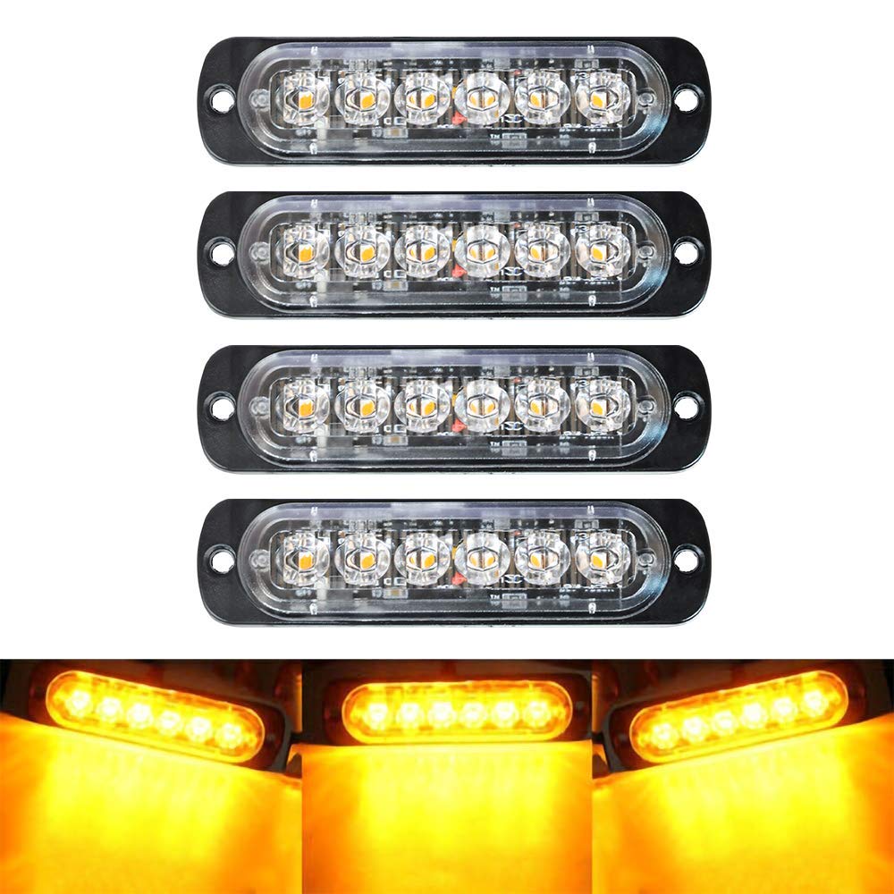 Set 4 x Stroboscop 6 LED, lumina portocalie - 2 | YEO