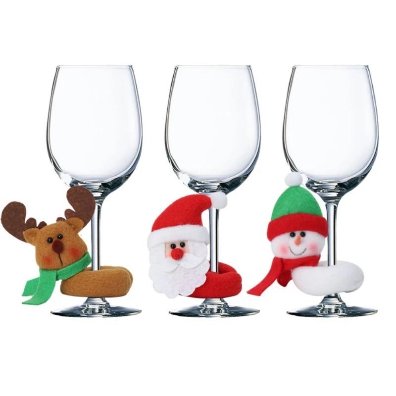 Set 6 decoratiuni de Craciun pentru pahare de vin - 1 | YEO