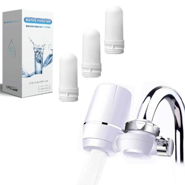 Robinet cu filtru pentru purificarea apei + set 3 filtre rezerva