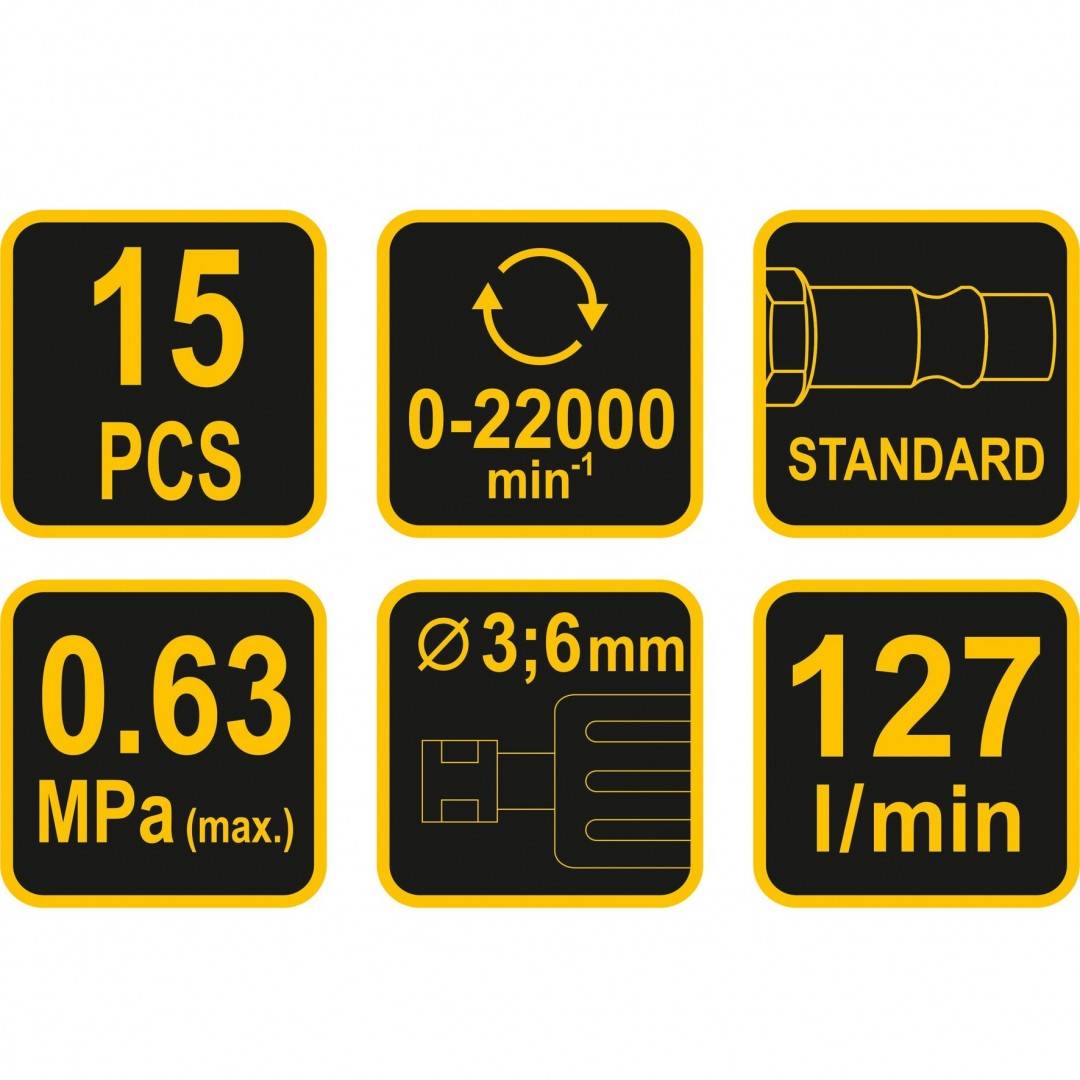 Biax pneumatic cu 15 piese, 22.000 RPM - 2 | YEO