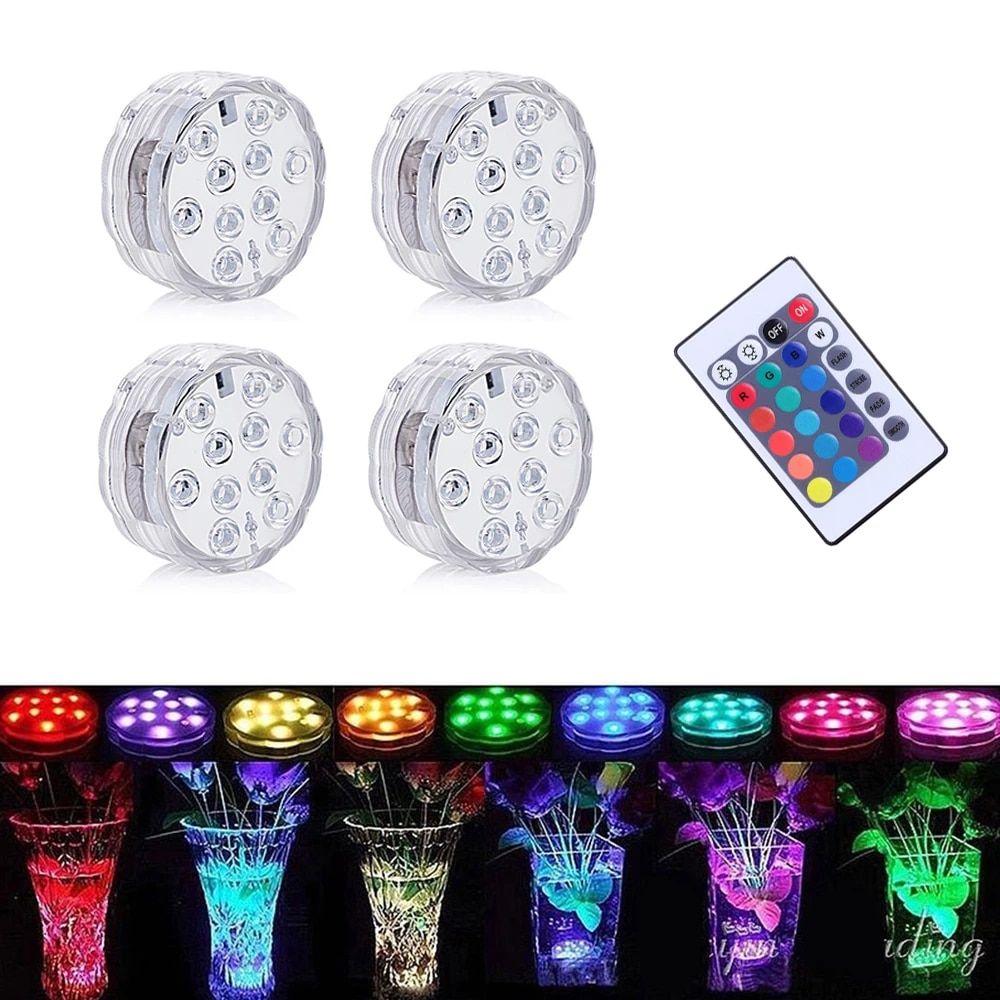 Set 4 lampi LED RGB, cu telecomanda, rezistente la apa - 1 | YEO