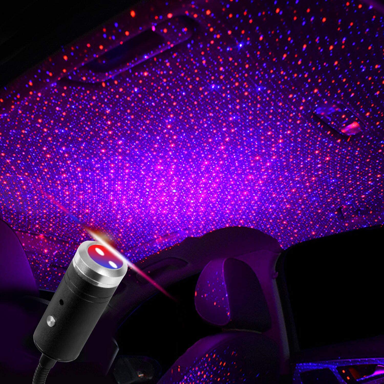 Lampa cu laser proiectie stelute mov USB, Car Ceiling USB Star - 2 | YEO