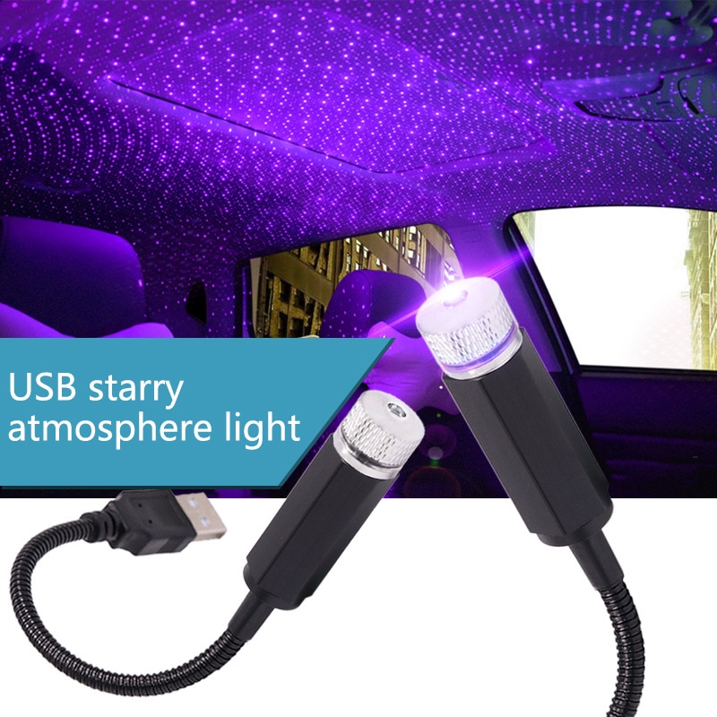 Lampa cu laser proiectie stelute mov USB, Car Ceiling USB Star - 1 | YEO