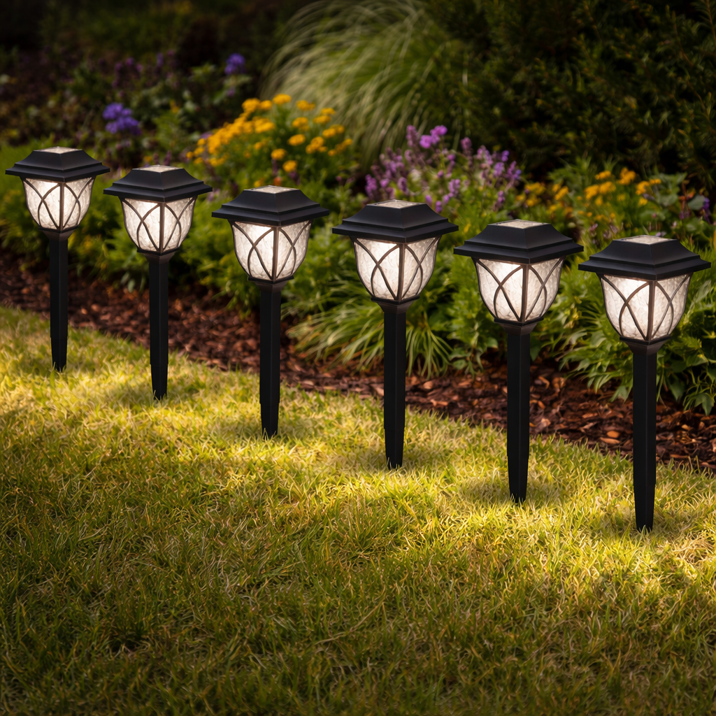 Set 6 x lampa solara felinar LED 43 cm - imagine 2