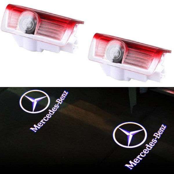 Set 2 holograme LED cu logo Mercedes Benz, pentru portiere - 1 | YEO