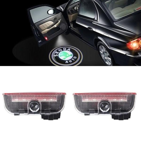 Set 2 holograme LED cu logo SKODA, pentru portiere - 1 | YEO