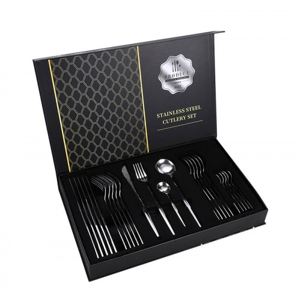Set 24 tacamuri DeLuxe, otel inoxidabil, Argintiu - 1 | YEO