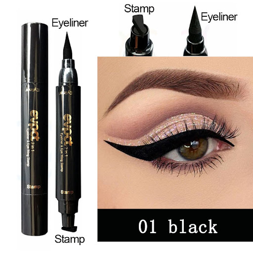 Set 2 x Eyeliner cu stampila, Cat Eye, Negru - 1 | YEO