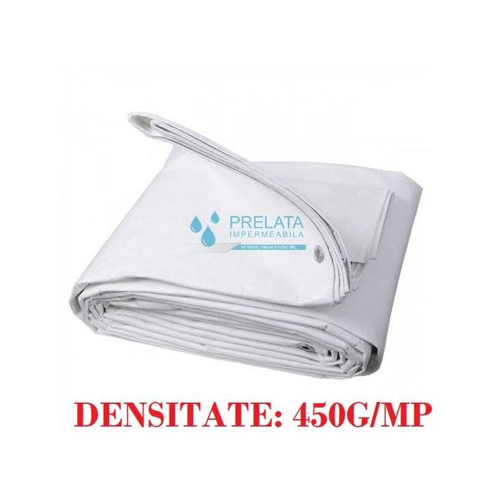 Prelata cauciucata cu inele, 450 g/mp, Alb, calitate Top - imagine 2