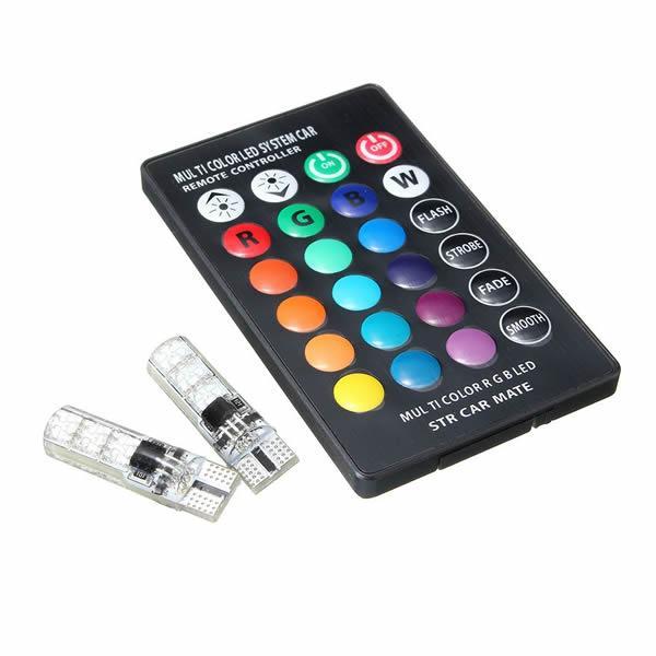 Set 2 becuri RGB auto cu telecomanda - imagine 2