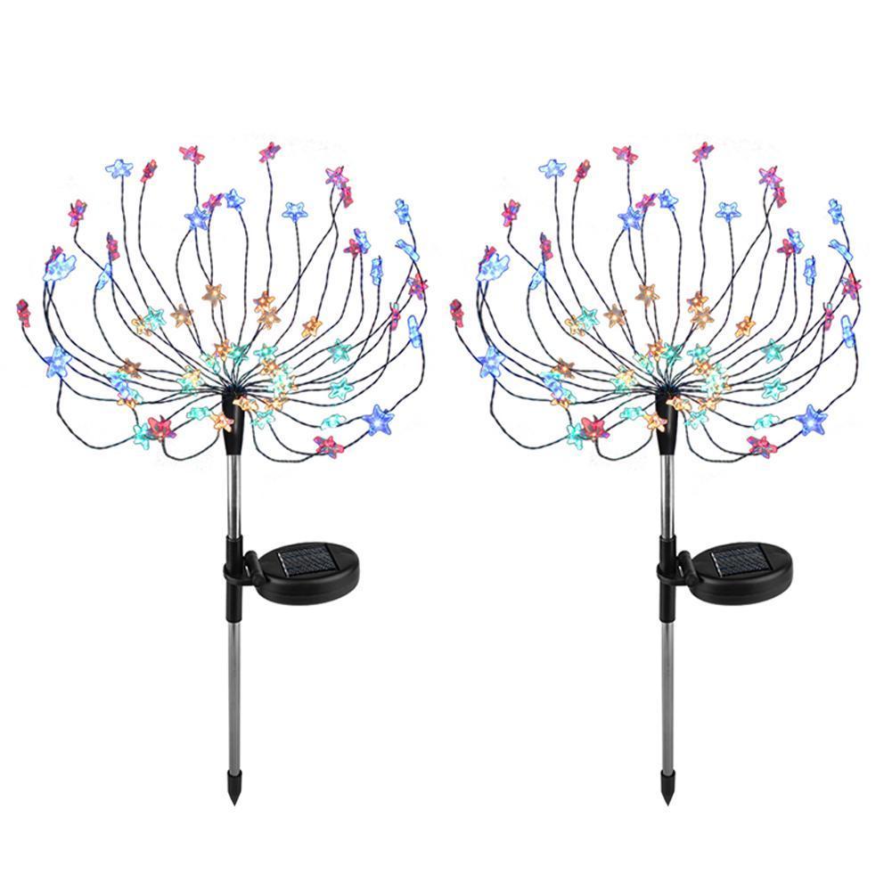 Set 2 x lampa solara artificii cu suport metalic, 90 LED, multicolor - 1 | YEO