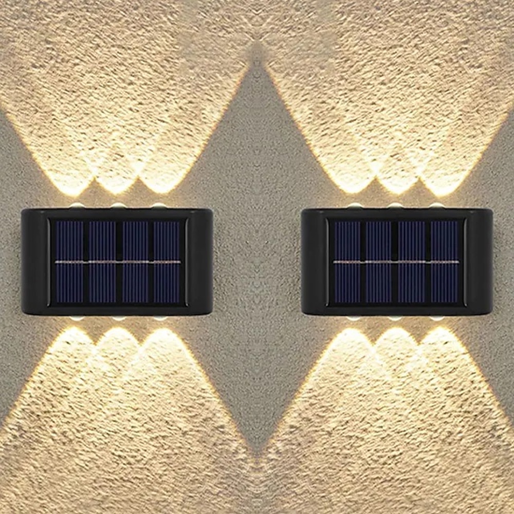 Set 2 x lampa solara 10 LED, senzor de lumina, Alb cald