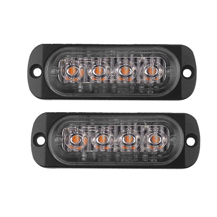 Set 2 stroboscoape auto 4 LED 12V, lumina portocalie - 2 | YEO