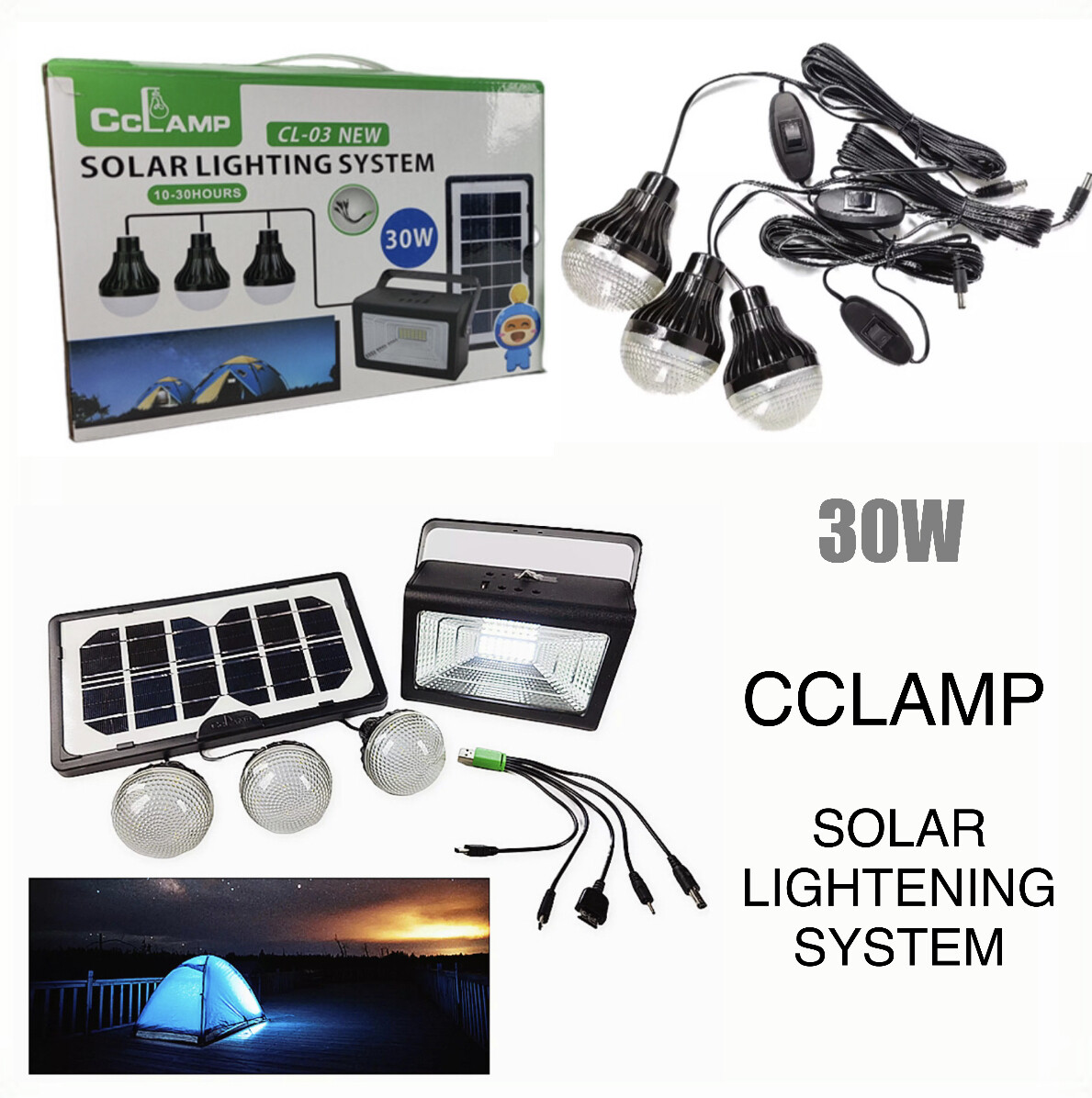 Sistem solar de iluminat cu 3 becuri LED SMD, 30 W - 1 | YEO