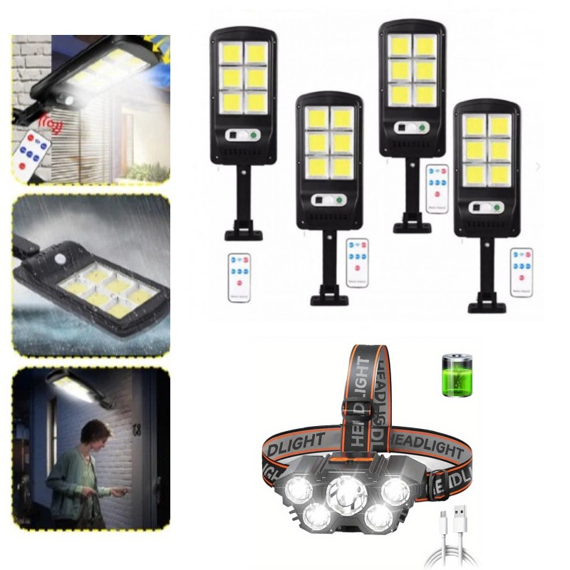 Set 4 x Lampa 96 LED + Lanterna 5 LED