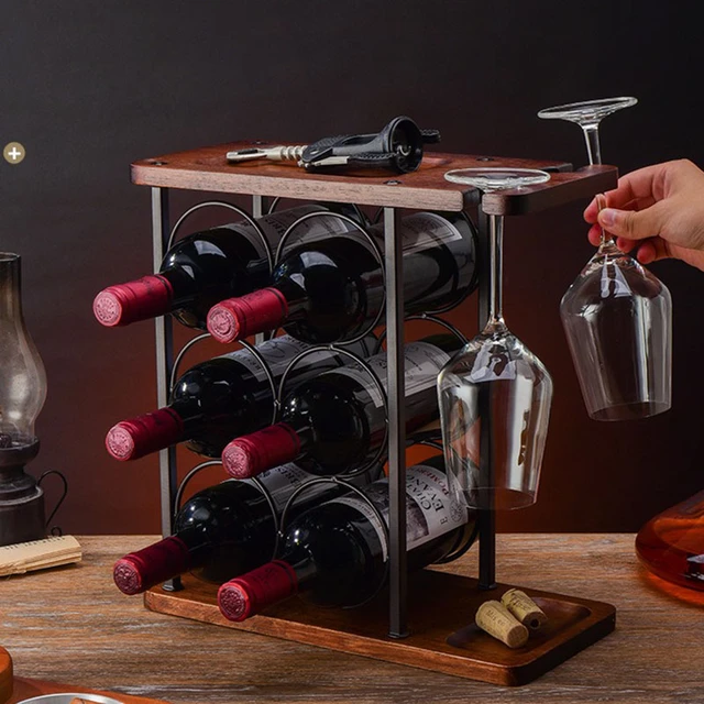 Suport 6 sticle de vin, 2 pahare - 1 | YEO