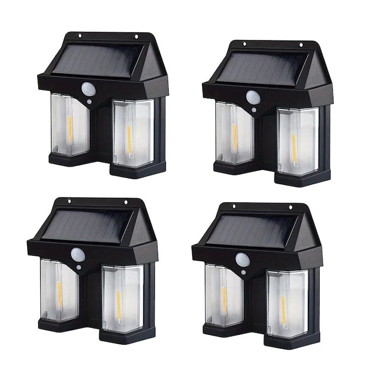 Set 4 x Lampa solara dubla, 3 moduri iluminare - 1 | YEO