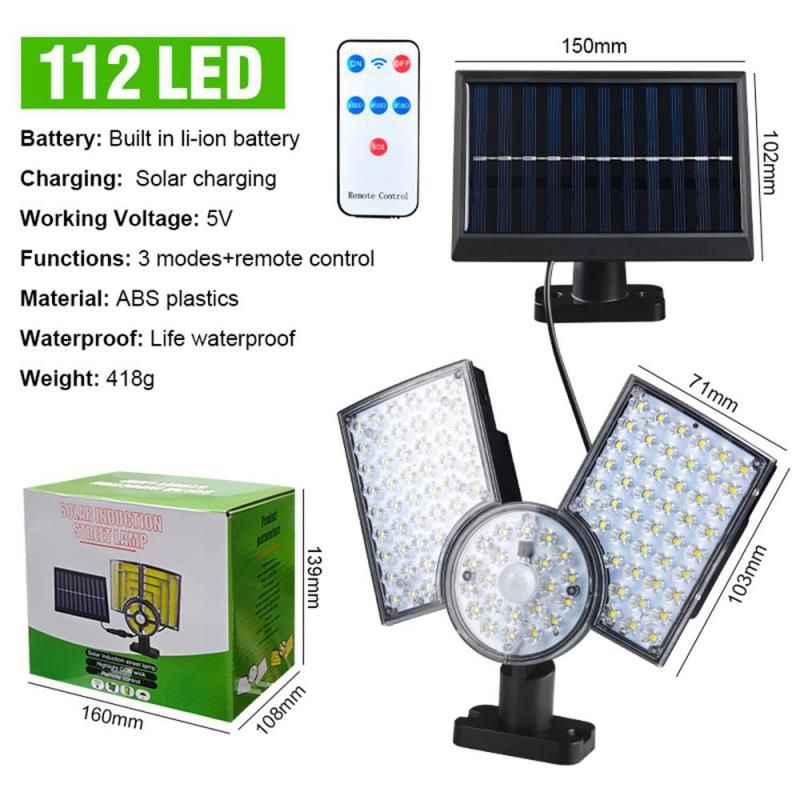 Set 2 x lampa solara 112 LED, 3 casete, senzor de miscare - 2 | YEO