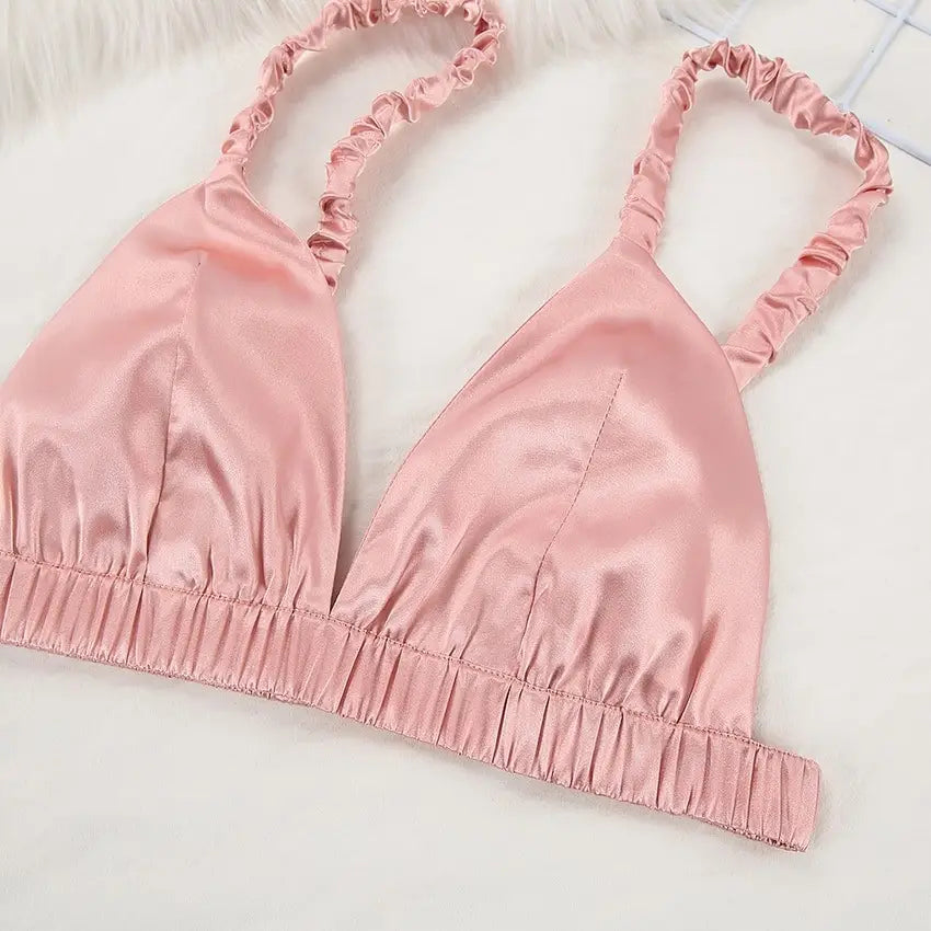 Set dama, Pijama satin 3 piese, Roz - 2 | YEO