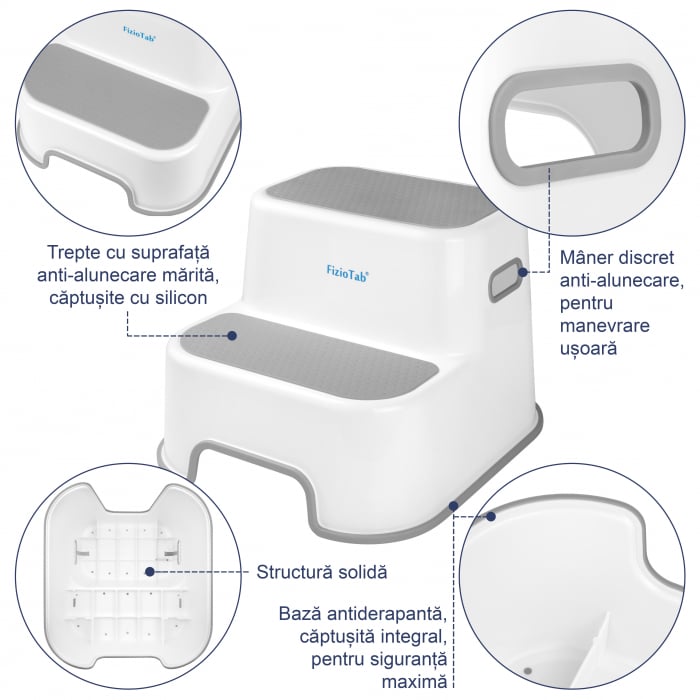 Scaunel inaltator WC pentru copii, FizioTab®Kids, Alb - imagine 3