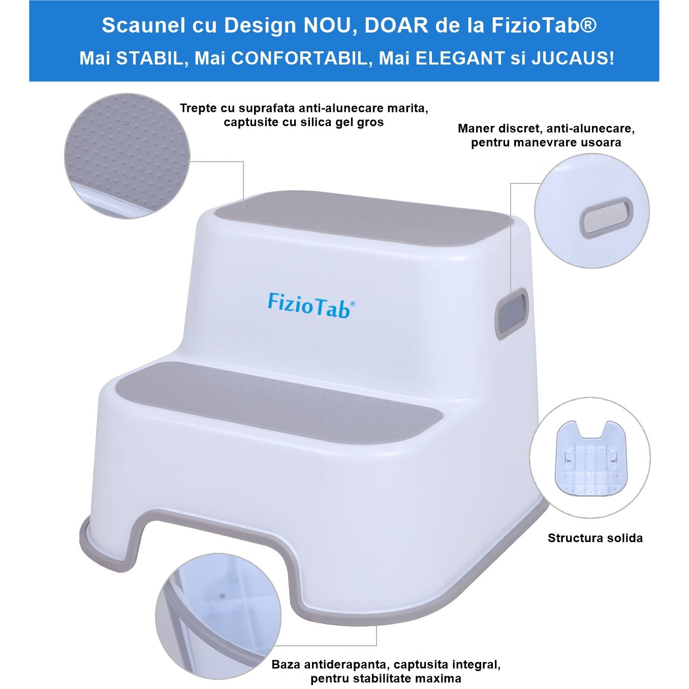 Scaunel inaltator WC pentru copii, FizioTab®Kids, Alb - 2 | YEO