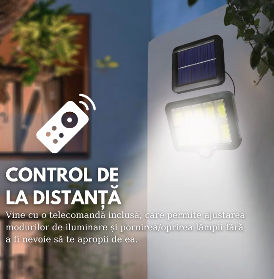 Set 4 x Proiector solar 120 LED COB, senzor de miscare, telecomanda - 2 | YEO