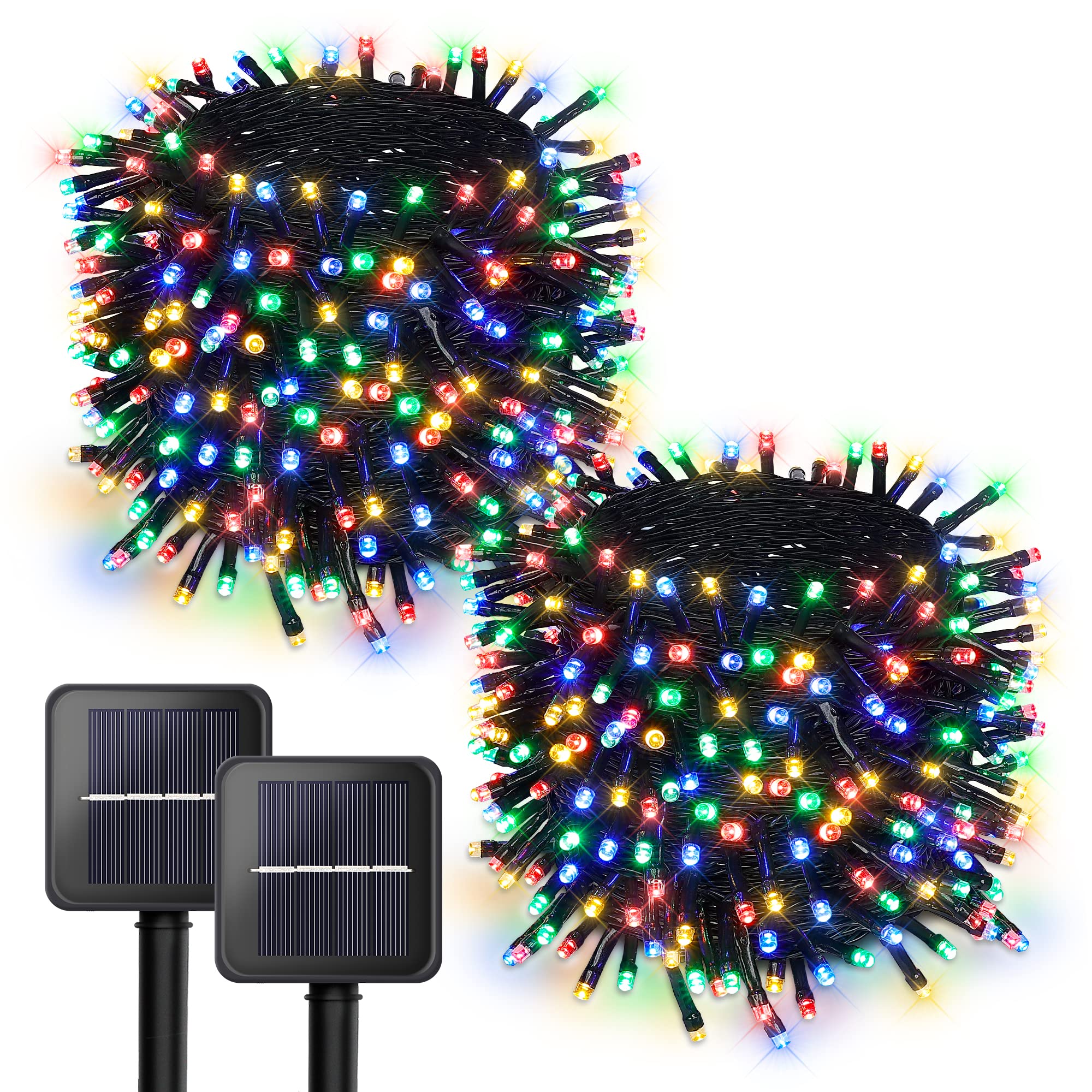 Set 2 x Instalatie solara 100 LED pentru exterior, Multicolor - 1 | YEO