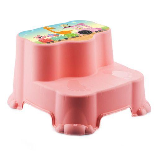 Scaunel inaltator wc cu doua trepte pentru copii, roz