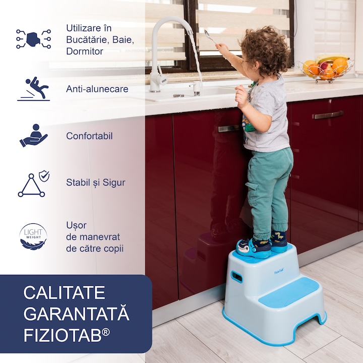 Scaunel inaltator WC pentru copii, FizioTab®Kids, Albastru - 1 | YEO