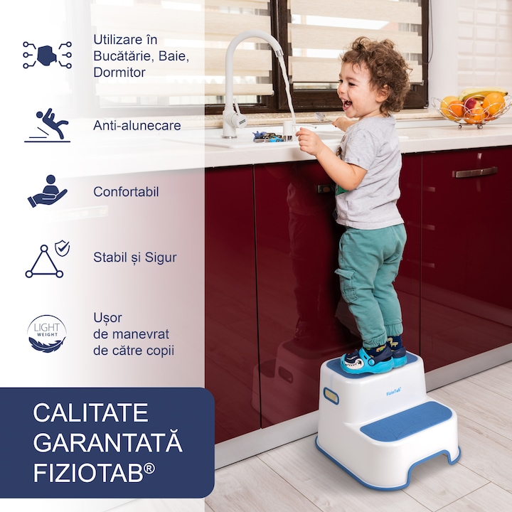 Scaunel inaltator WC pentru copii, FizioTab®Kids, Alb/Albastru - 1 | YEO