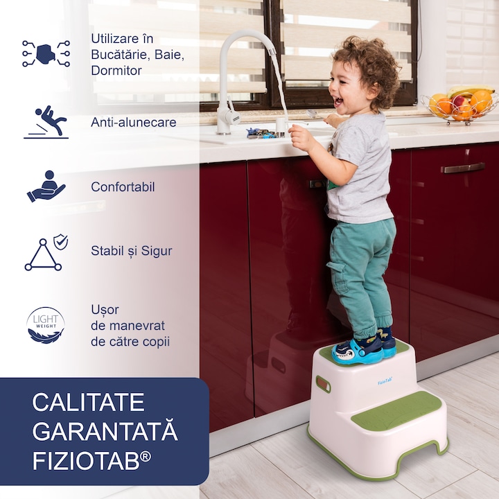 Scaunel inaltator WC pentru copii, FizioTab®Kids, Verde - 1 | YEO