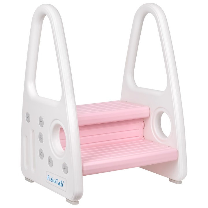 Inaltator cu manere pentru copii, suprafata antialunecare, alb/roz