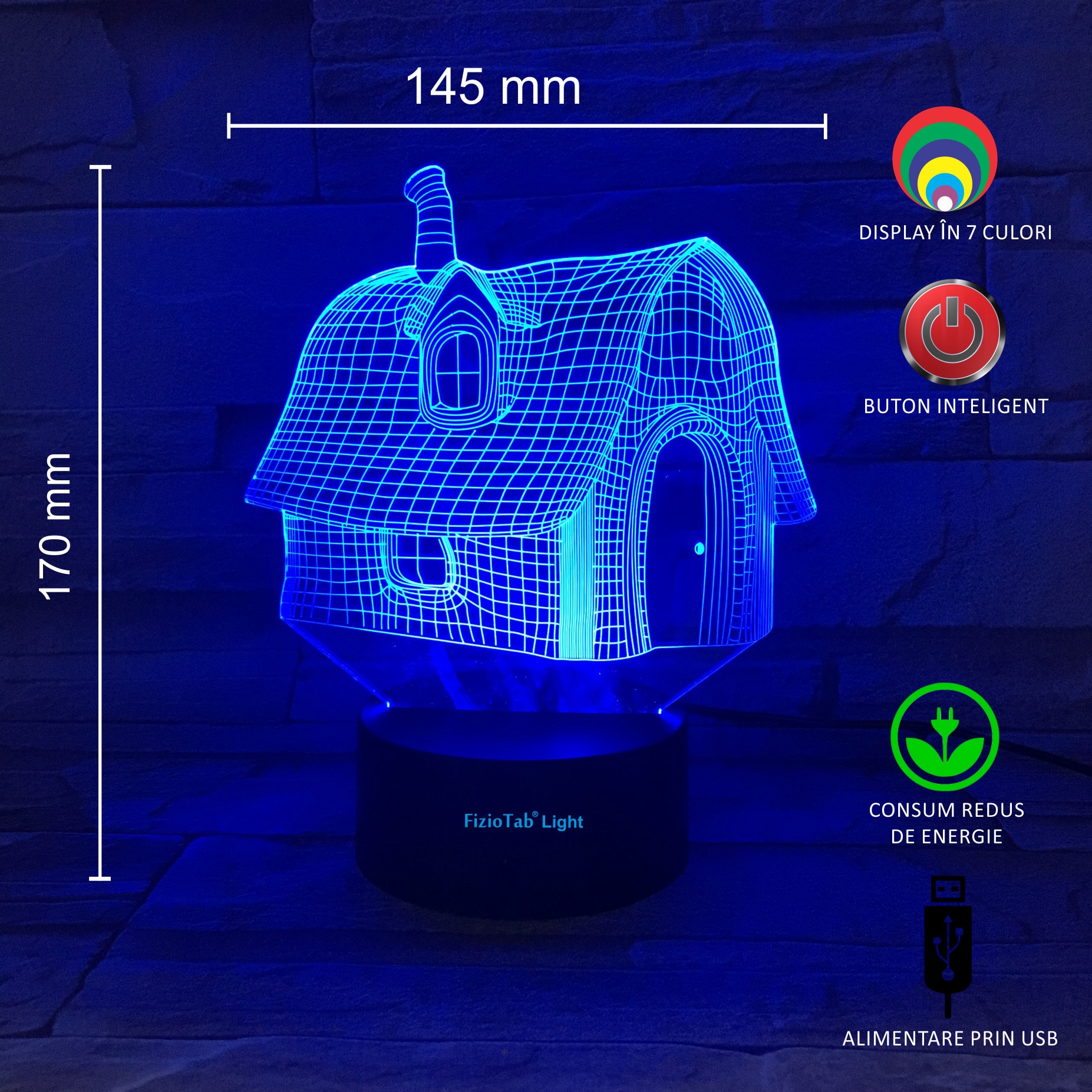 Lampa de veghe 3D, LED 7 culori, lumina ambientala - Casuta - 1 | YEO