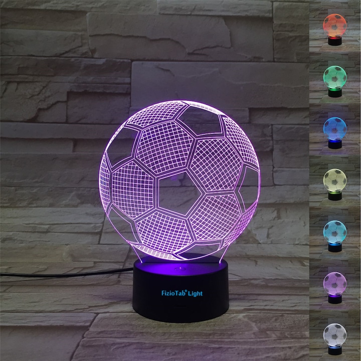 Lampa de veghe 3D, LED 7 culori, lumina ambientala - Minge de Fotbal - 1 | YEO