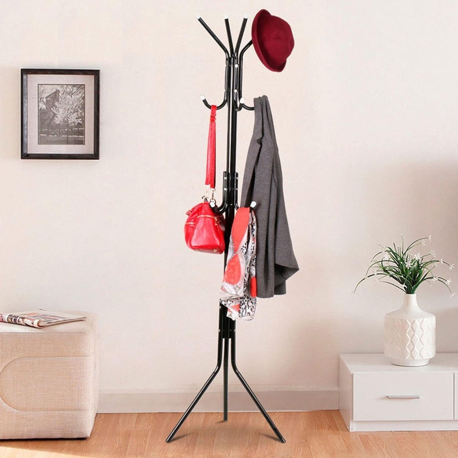 Cuier tip pom, 170 cm, cu 3 brate si 9 carlige - 2 | YEO