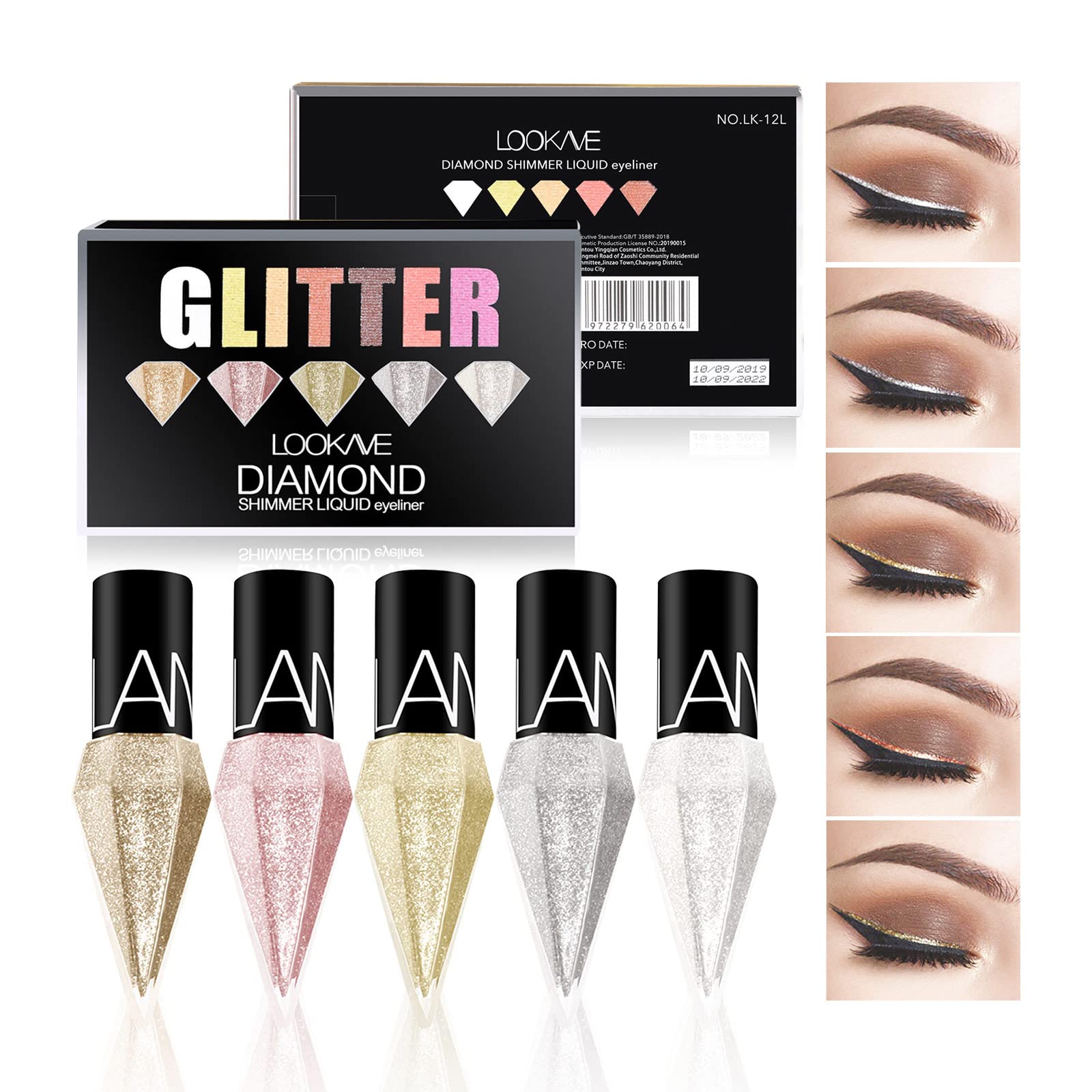Set 5 x Glitter, fard de ochi lichid, Waterproof Long Wear - 1 | YEO