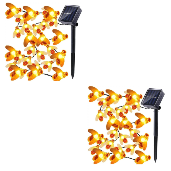Set 2 x Instalatie solara cu 30 albinute LED, senzor miscare