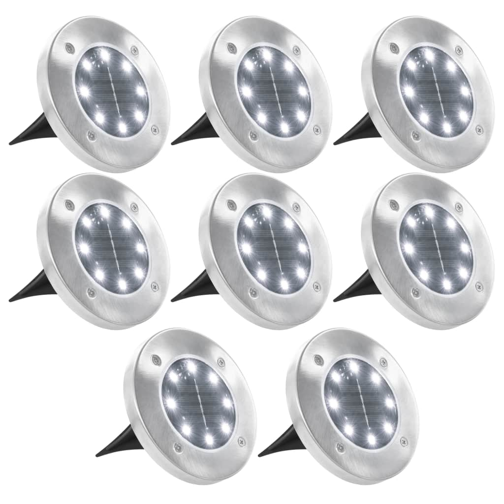 Set 8/12 lampi solare 8 LED, Silver Disk Lights - 1 | YEO