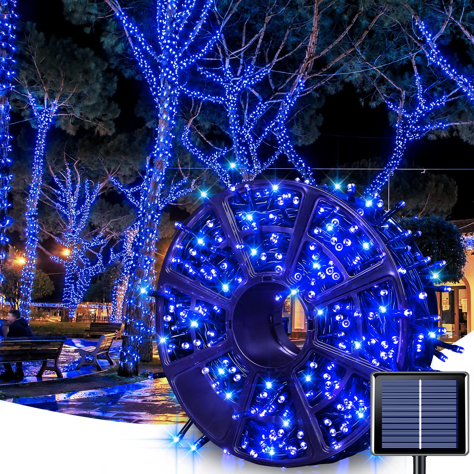 Set 2 x Instalatie 1000 LED, panou solar, Albastru - 1 | YEO