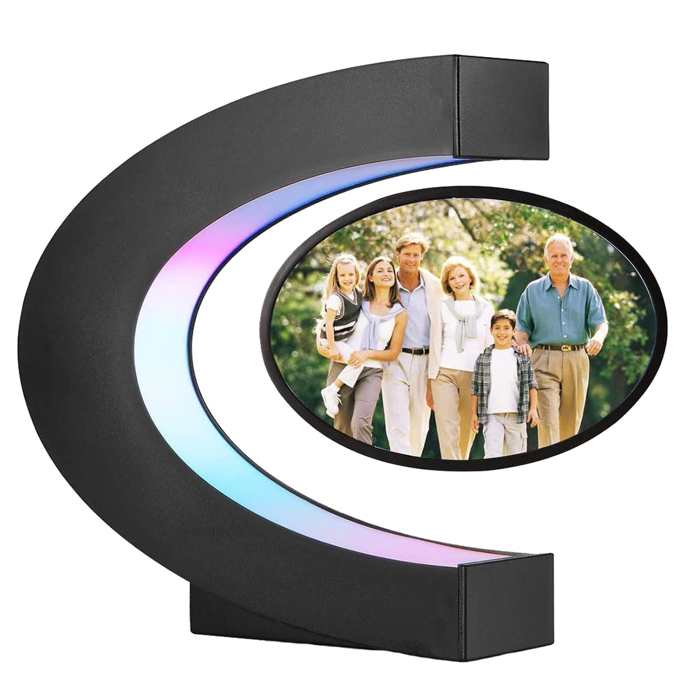 Rama foto cu levitatie magnetica, Negru, lumina LED - 1 | YEO