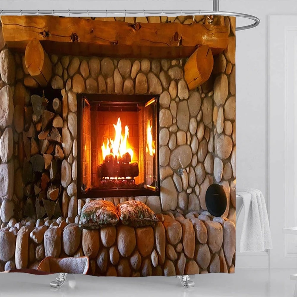 Set pentru baie: perdea, covorase si husa de toaleta, Fireplace - 2 | YEO