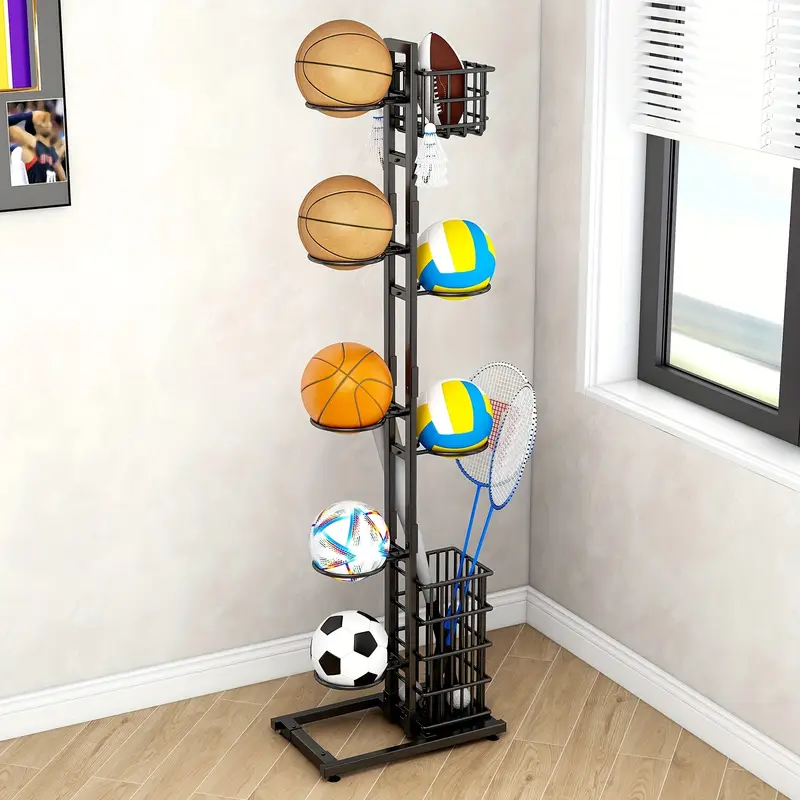 Suport pentru mingi, Negru, Metal, 155 cm - 1 | YEO