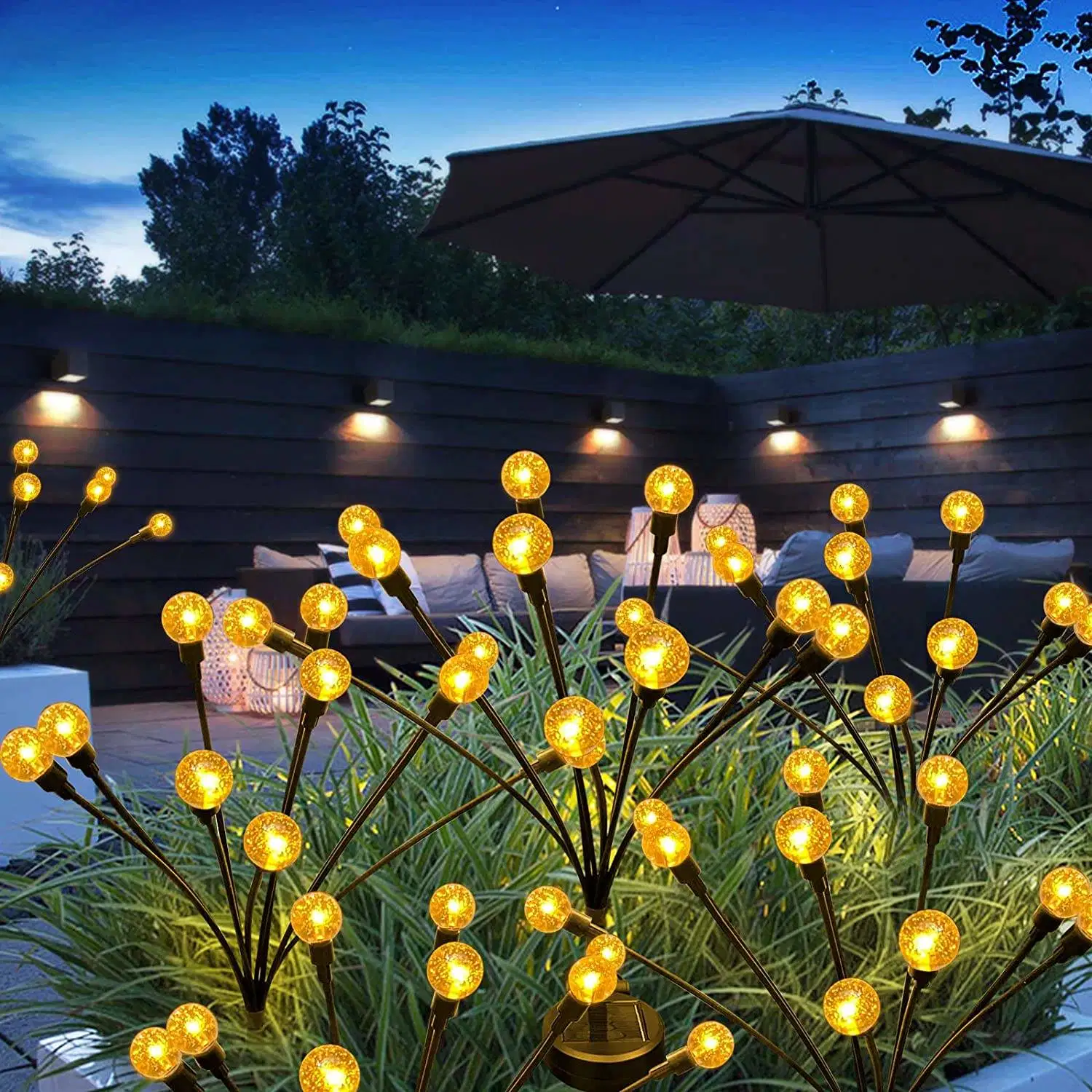 Set 4 x Lampa solara LED Alb Cald, 6 bulbi licurici - 2 | YEO