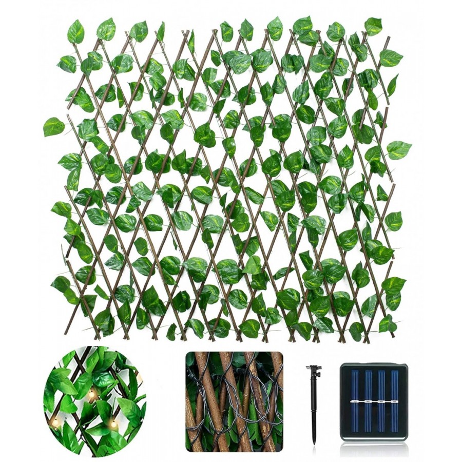 Paravan cu frunze artificiale, 50 LED, 170x90 cm