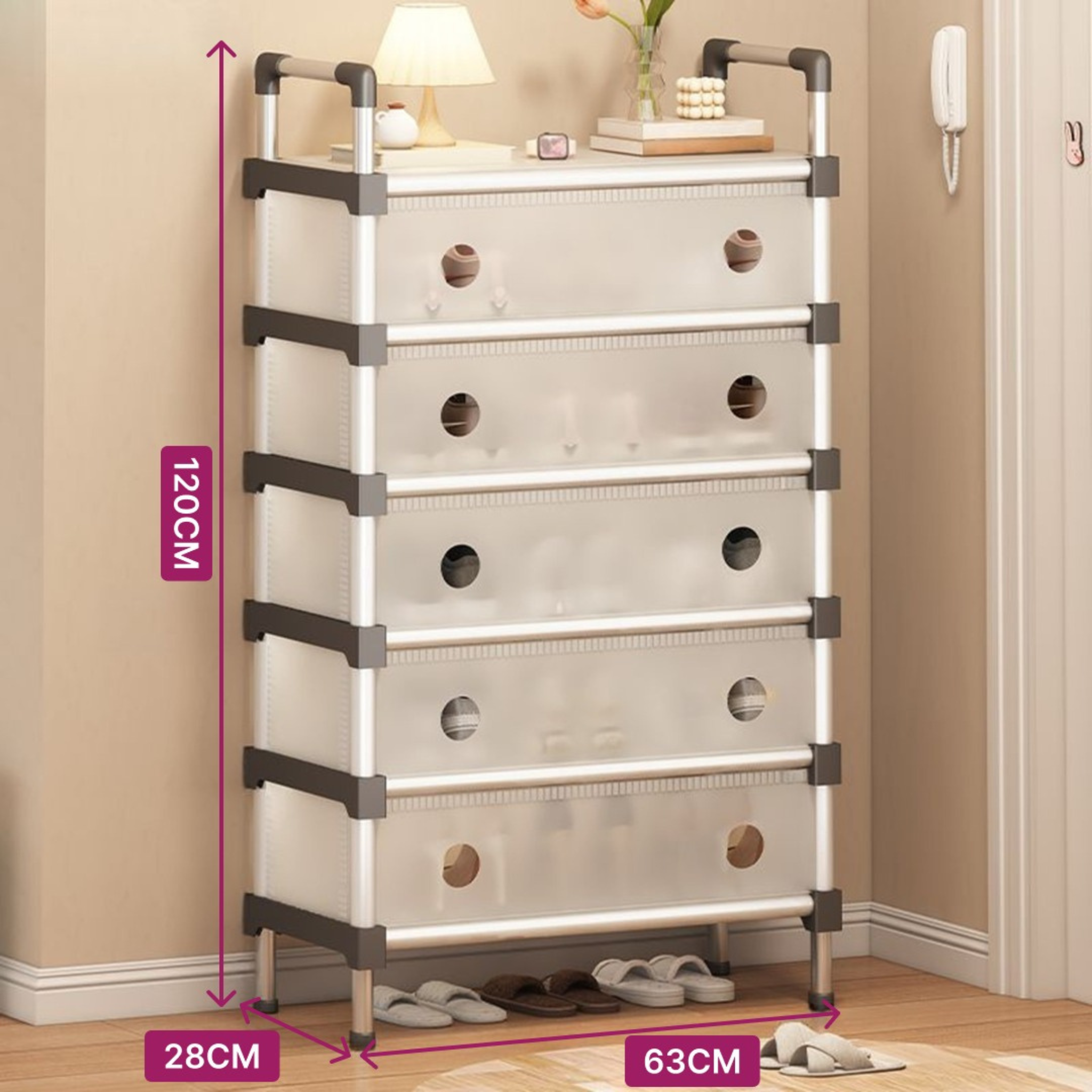 Etajera incaltaminte cu 5 rafturi, 120 cm - 1 | YEO
